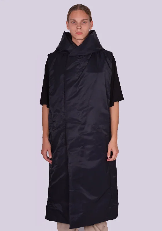 RICK OWENS MEN RR02C7921 BR HOODED LINER COAT BLACK Edgy Men's Punk