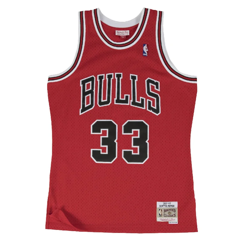 Youth Chicago Scottie Pippen #33 Bulls Mitchell & Ness Hardwood 97-98 Classic Swingman Jersey- Red Cool Men's Distressed