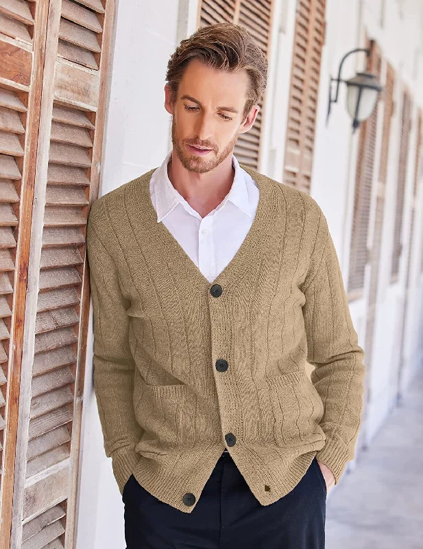 Cardigan Knit V Neck Button up Sweaters (US Only) Elegant Men's Cashmere