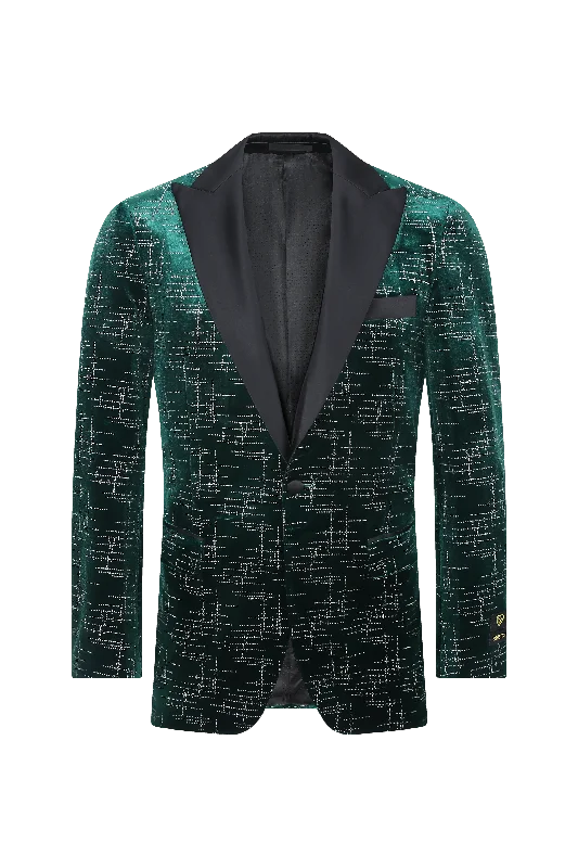 Emerald Luxe Velvet Blazer Hip Men's Urban