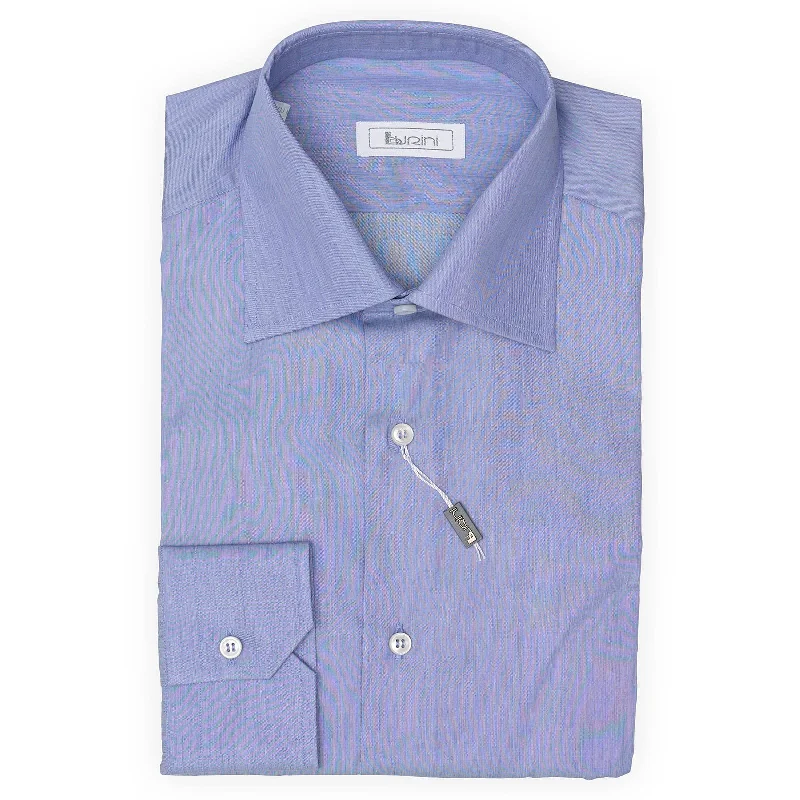 BURINI Blue End-on-end Luxury Dress Shirt EU 38 NEW US 15 Unique Men's Upcycled