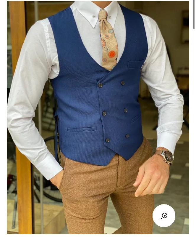 Torino Blue Slim Fit Vest: The Ultimate Versatile Layer Laid