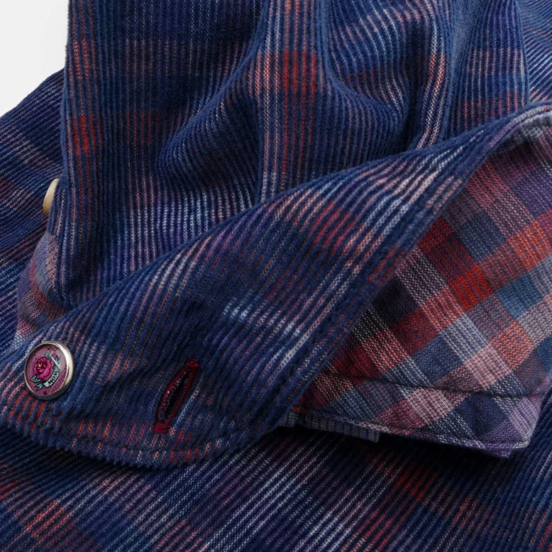 Corduroy Shirt - Blue, Maroon, White Check Confident Men's Power