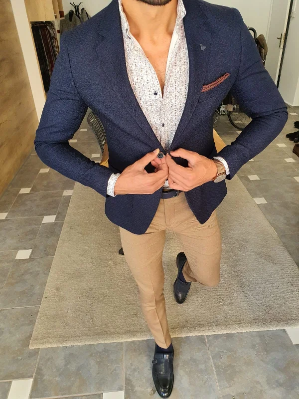 Torino Navy Blue Slim Fit Blazer: The Ultimate Versatile Jacket Monochromatic All