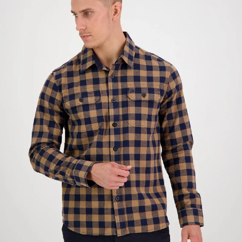 Okato V2 Long Sleeve Work Shirt - Oxblood/Black Check | Gold/Navy Check Lumberjack