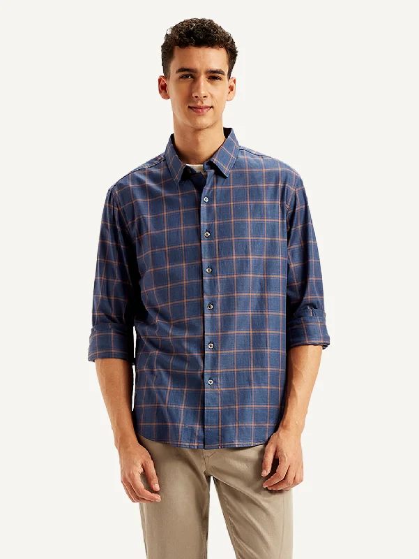 Men's Checkered Spread Collar Shirt Modern Men's Geometric