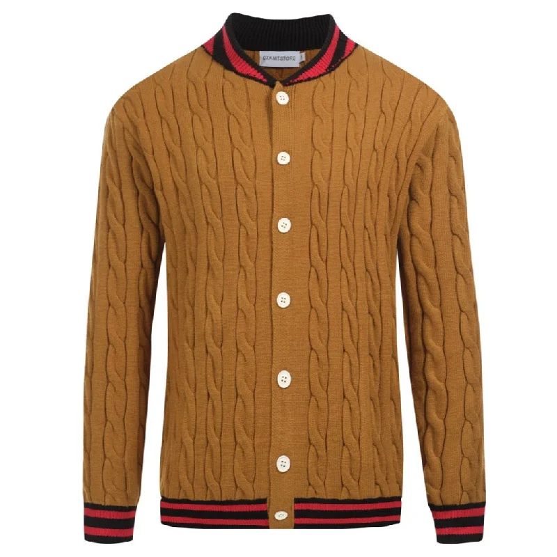 Men's coffee color vintage cardigan sweater coat Vacation