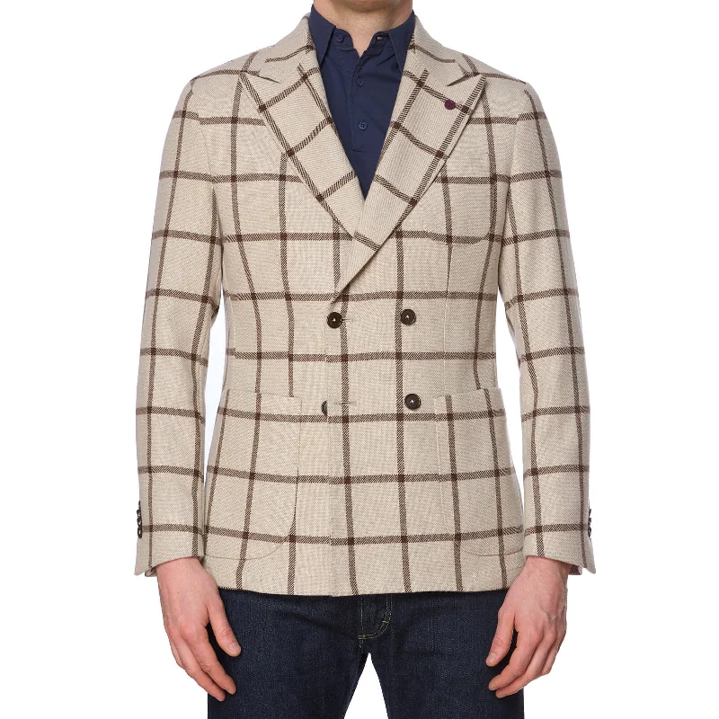 SARTORIA PARTENOPEA Gray Plaid Carlo Barbera Wool DB Jacket EU 48 NEW US 38 Current Model Masculine Men's Thick