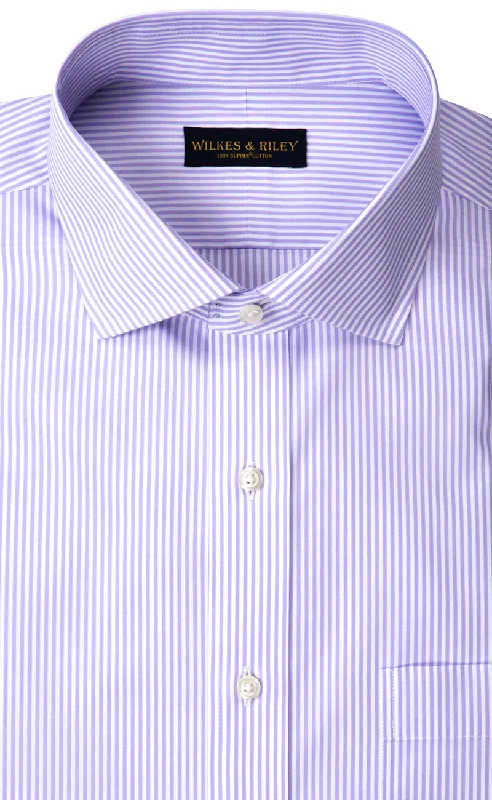 Tailored Fit Lavender Bengal Stripe English Spread Collar  Supima® Cotton Non-Iron Broadcloth Dress Shirt Stylish Men's Neon