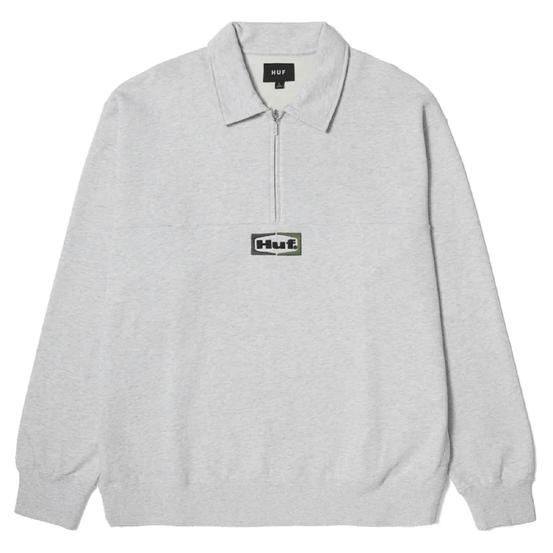 Huf Slate Quarter Zip Fleece Heather Grey Sporty Men's Athleisure 