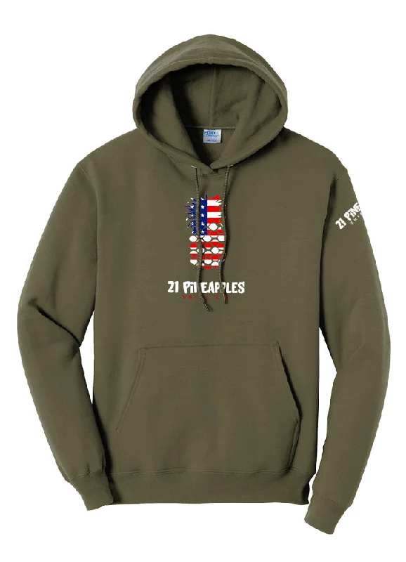 21 Pineapples American Flag Hoodie Bold Men's Animal