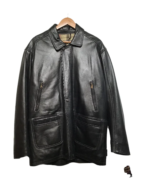 Black Leather Coat (Size XL) Street