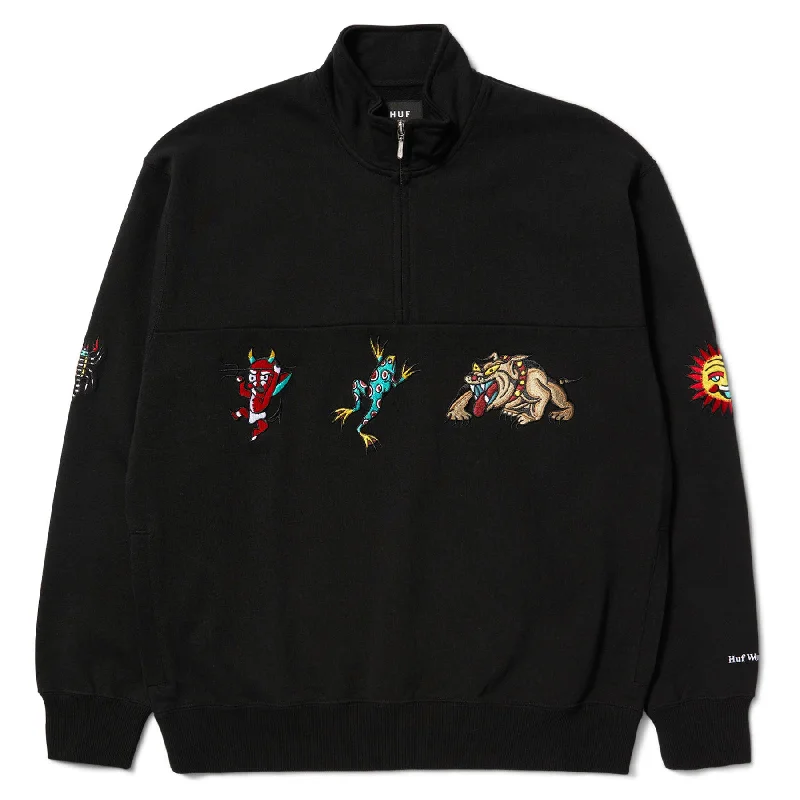 Huf Bledsoe Quarter Zip Sweatshirt Black Practical Men's Multi