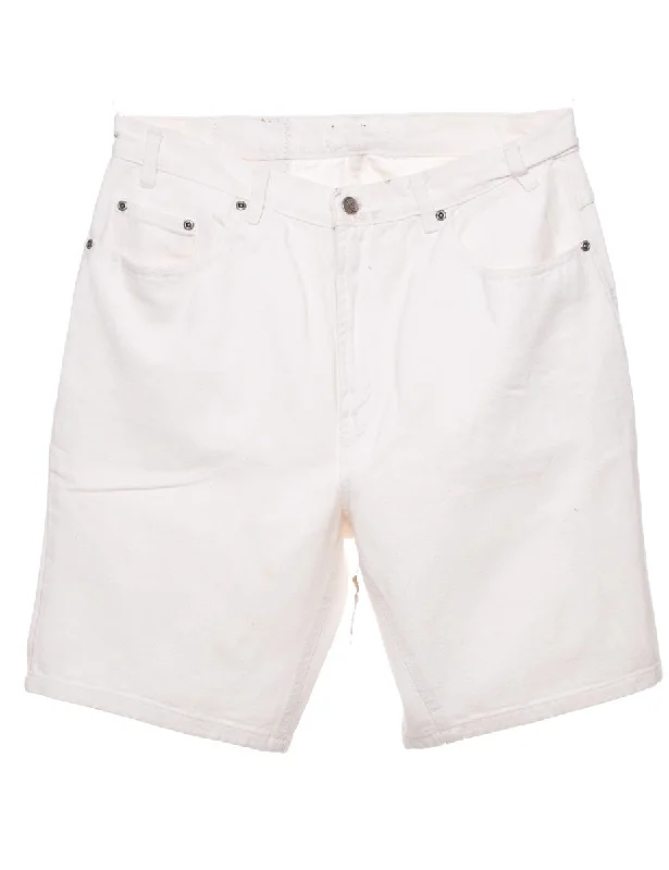 White Denim Shorts - W32 L12 Youthful Men's Anime