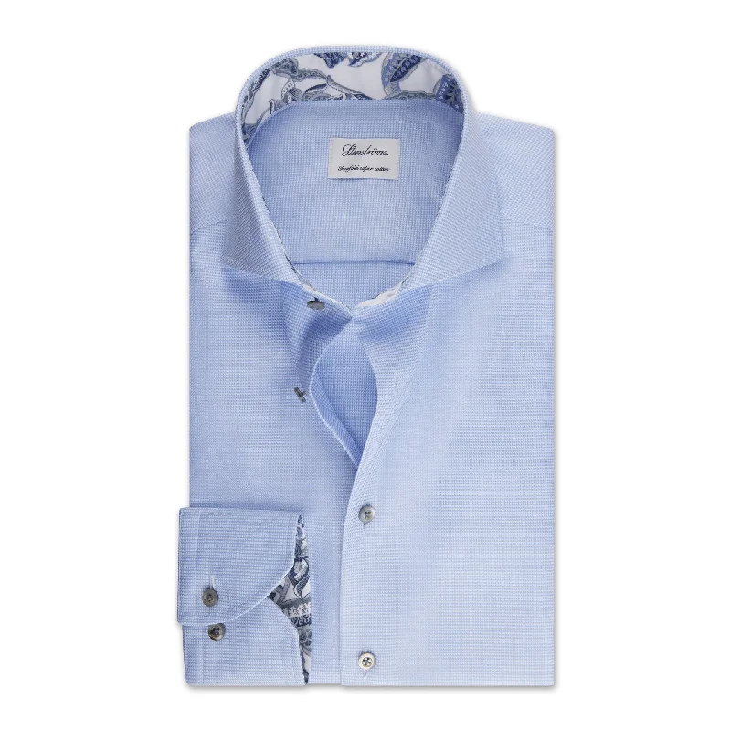 Light Blue Contrast Twill Fitted Body - Stenströms Monochromatic Office Style