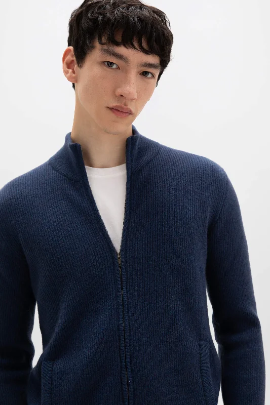 Ribbed Cashmere Cardigan Trendy Men's Scandinavian