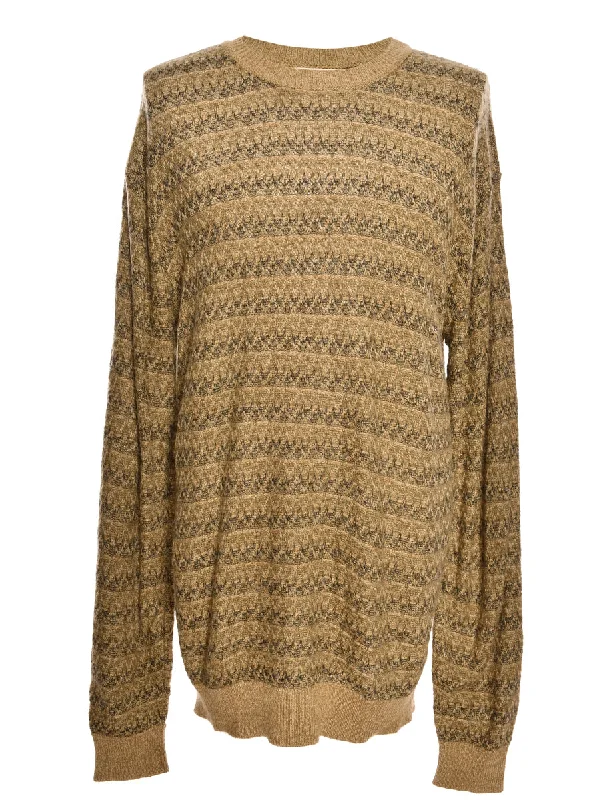 Patterned Brown Jumper - M Unique Men's Patch