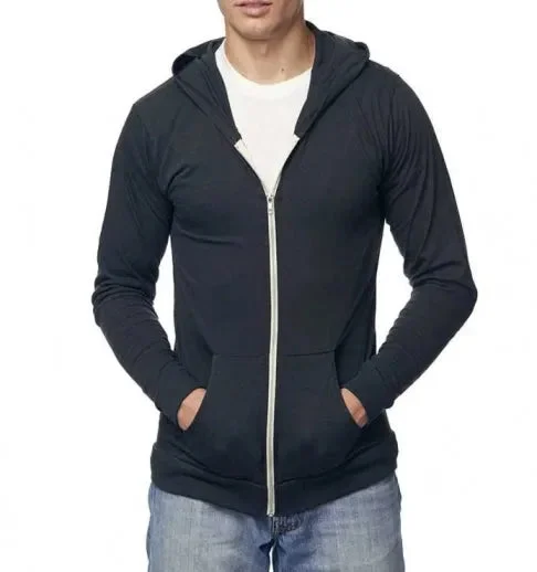 Lightweight Jersey Full Zip Hoodie Traditional Men's Wool