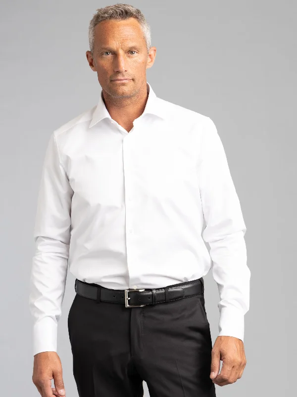 White Slimline Dress Shirt Artistic Men's Hand