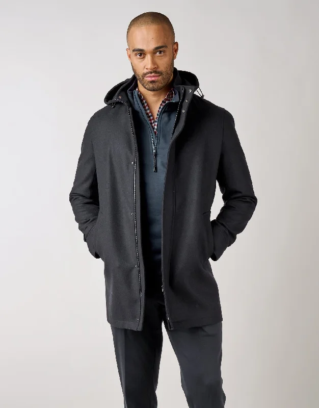 Aro Navy Hooded Parka Coat Confident Men's High