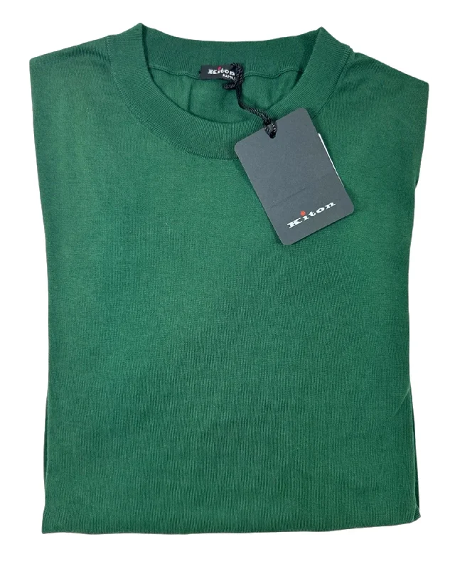 Kiton Sweater Green Logo Long Sleeve T-Shirt SALE Laid