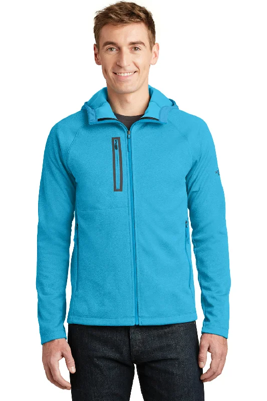 The North Face Mens Canyon Flats Full Zip Fleece Hooded Jacket - Heather Hyper Blue - Closeout Minimalist Men's Casual 