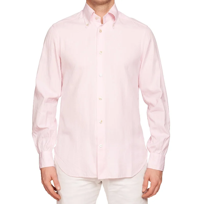 KITON Napoli Handmade Bespoke Pink Oxford Cotton Button-Down Shirt EU 39 US 15.5 Sleek Men's Contemporary 