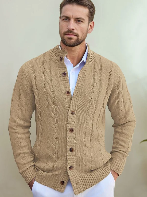 Effortless Cable Knit Cardigan Elegant Men's Formal 