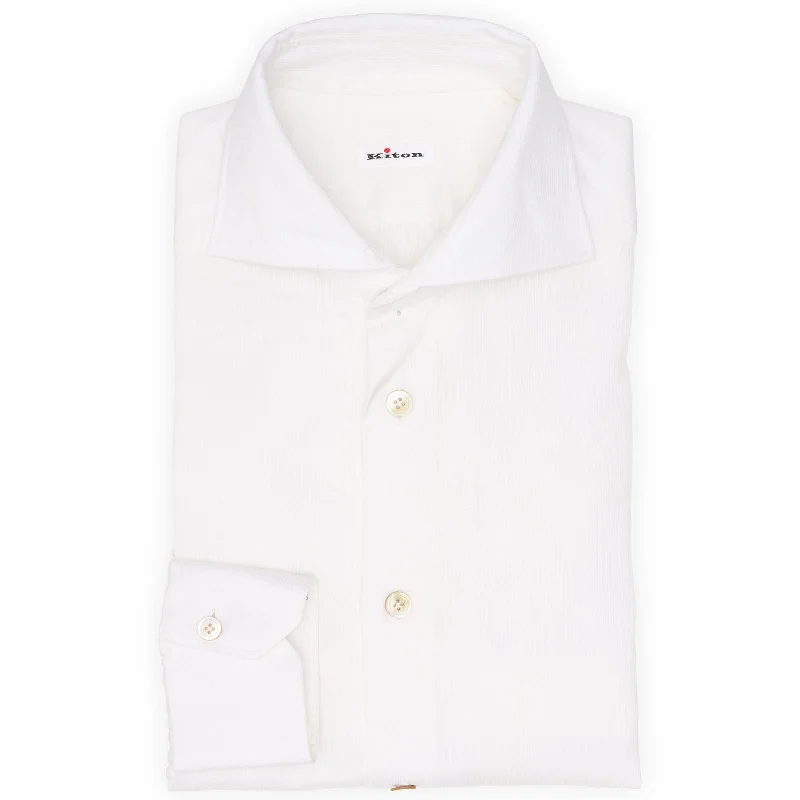 KITON Napoli Handmade White Oxford Cotton Dress Shirt EU 39 NEW US 15.5 Sporty Men's Athleisure 