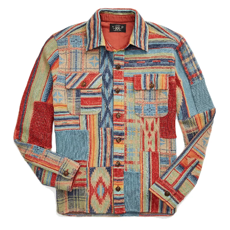 RRL by Ralph Lauren Patchwork Workshirt Jumper Rust Multi Tough Men's Military