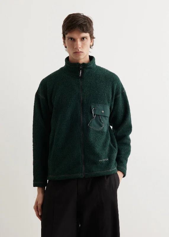 Wool Jacquard Stand Zip Streetwear Style