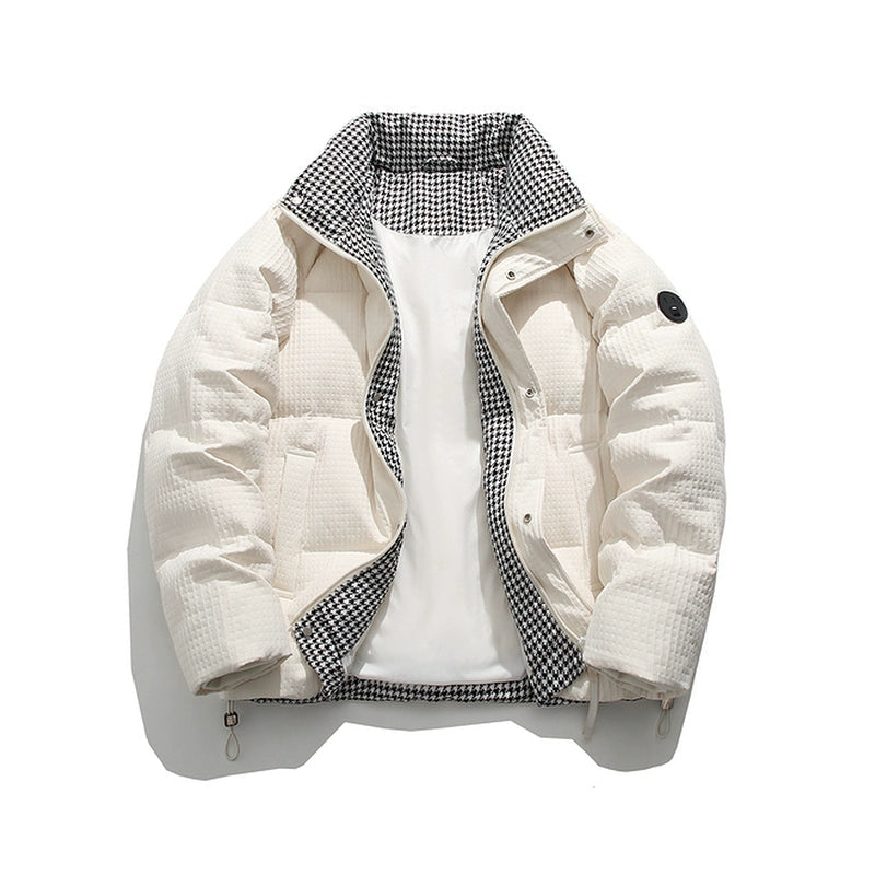 Waffle Pattern Down Jacket Cozy Men's Winter