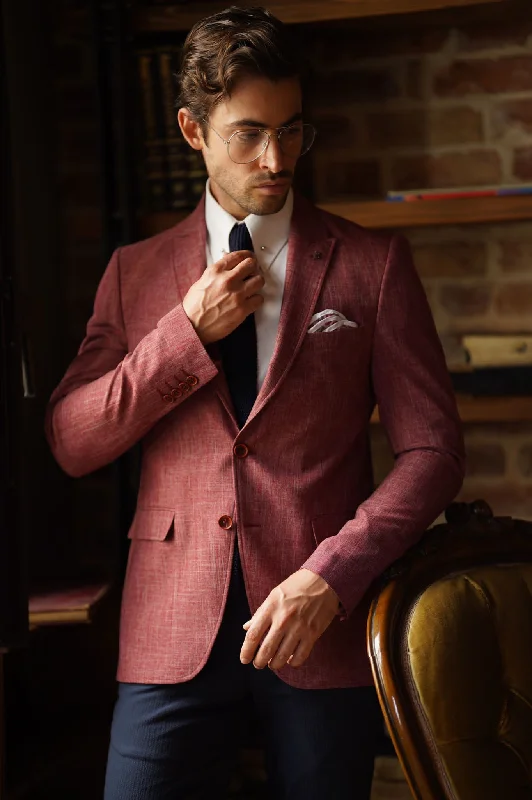 Stefano Claret Red Slim Fit Blazer Tailored