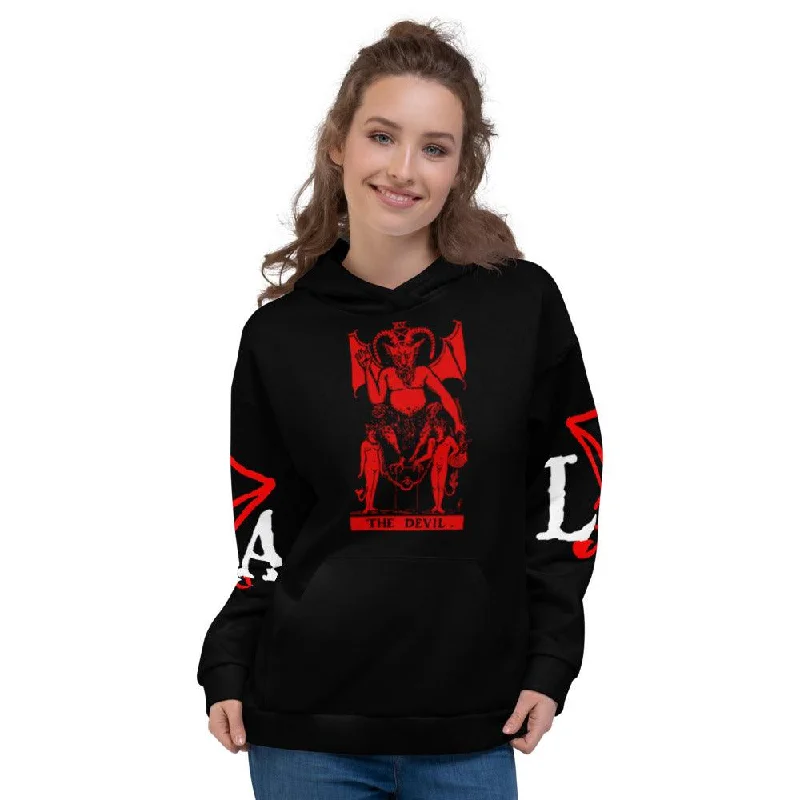 The Devil Crimson Print Unisex Hoodie Laid