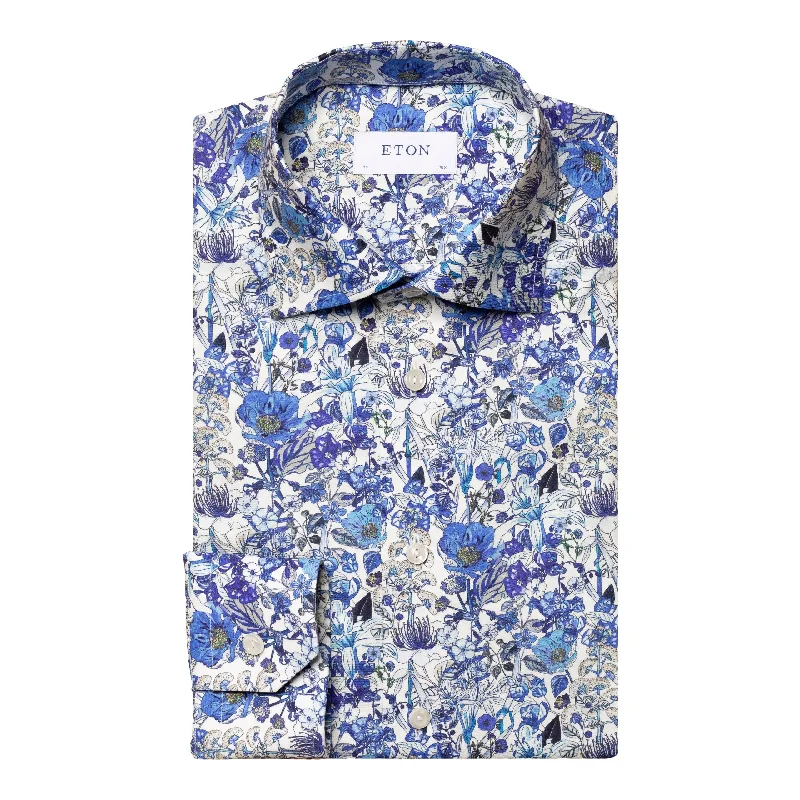 Slim Fit - Floral Print Signature Twill Shirt Casual Men's Japanese 