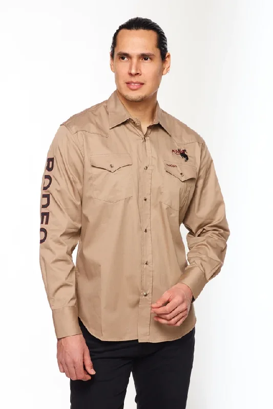 All Cotton Men's Khaki Western RODEO Shirt Stylish Men's Neon