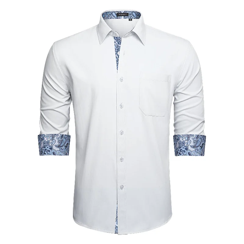 Men's White Dress Shirt with Pocket - WHITE/PAISLEY Confident Men's High