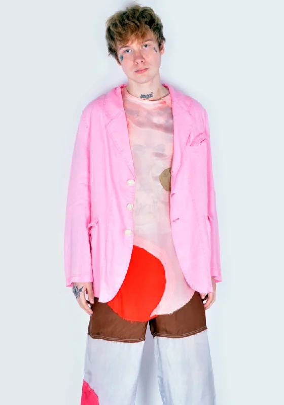 EDWARD CUMING S22-B01 WASHED OUT TAILORED BLAZER PINK Bohemian Men's Free