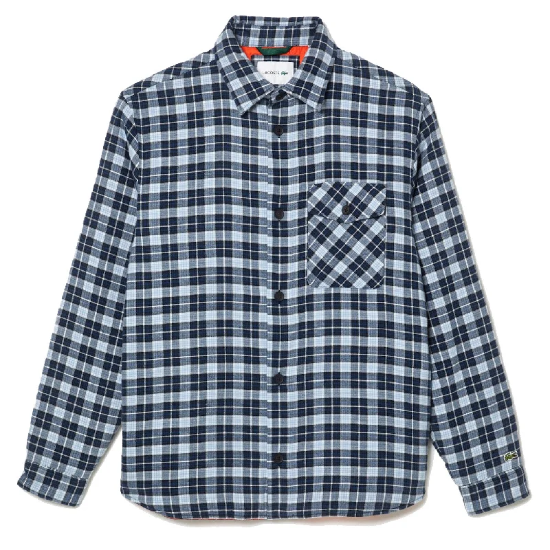 Lacoste Checked Overshirt with Quilted Lining Navy Blue / White Casual Men's Japanese 