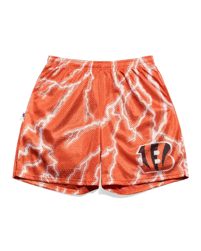 Cincinnati Bengals Lightning Orange Retro Shorts Sleek Men's Metallic