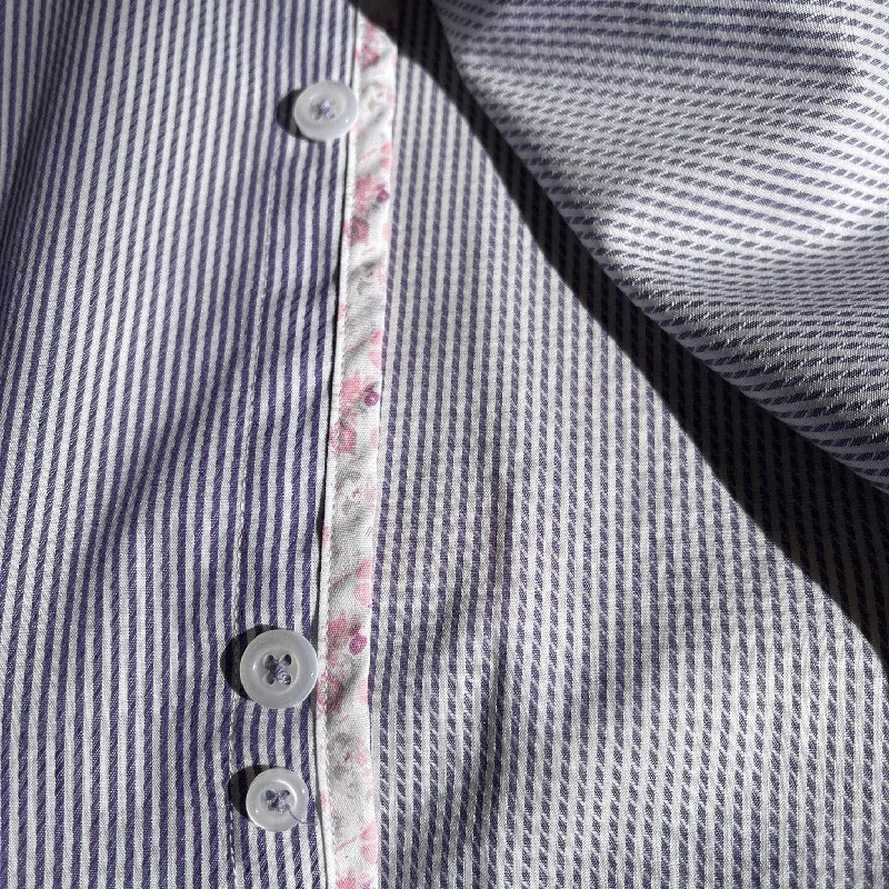 Long Sleeve Business Shirt - Stripe - Purple & White Bold Men's Animal