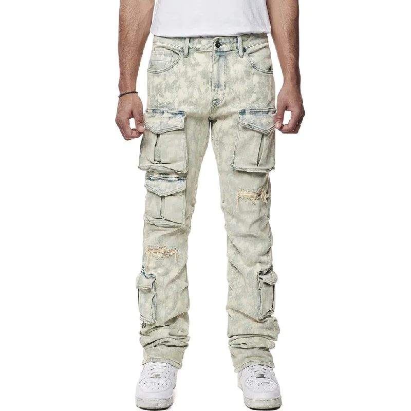 Straight Utility Multi Colored Cargo Jeans - Seafoam Trendy Men's Oversized