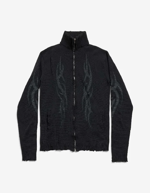 Balenciaga Black Y2K Zip-Up Cardigan Monochromatic All