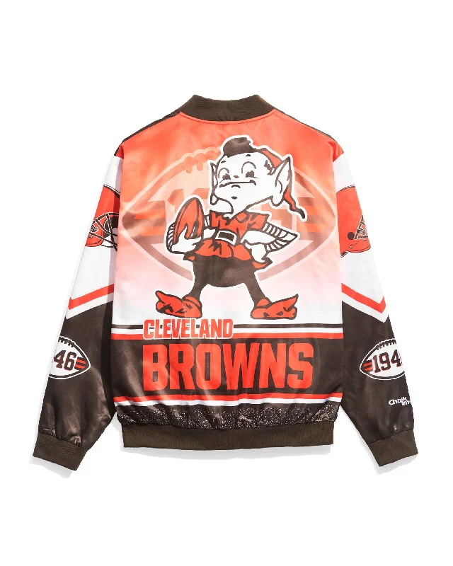 Cleveland Browns Fanimation Satin Jacket Luxurious Men's High