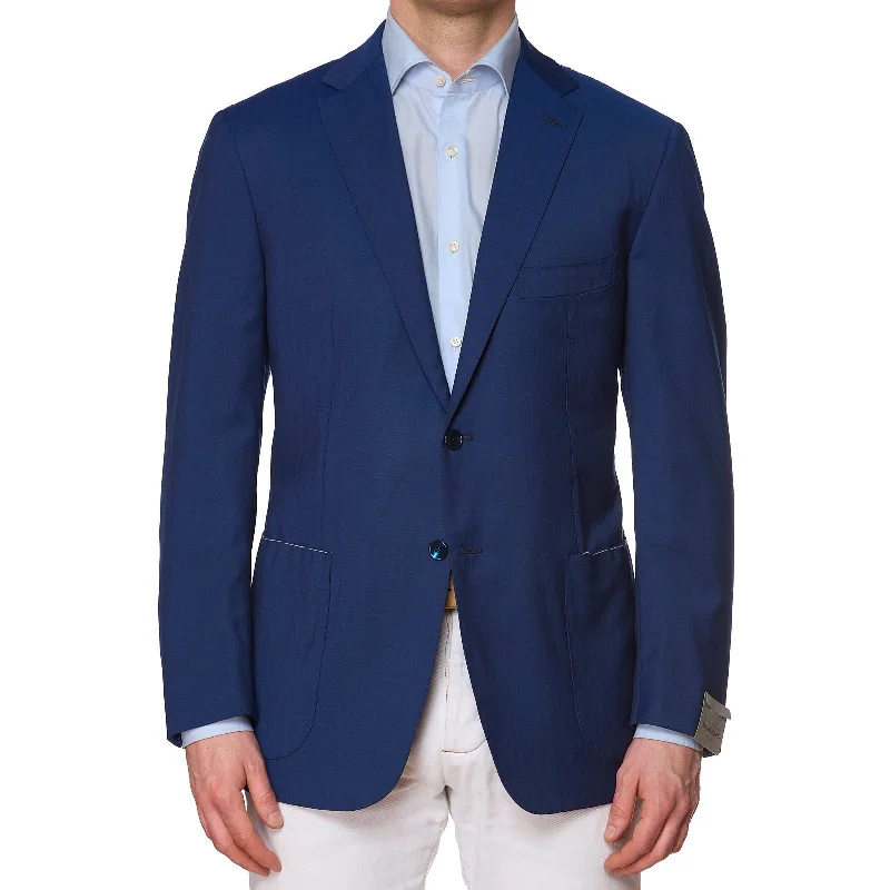 MAURO BLASI x VANNUCCI Handmade Blue Wool Jacket Blazer EU 54 NEW US 42 Slim Relaxed Men's Beach