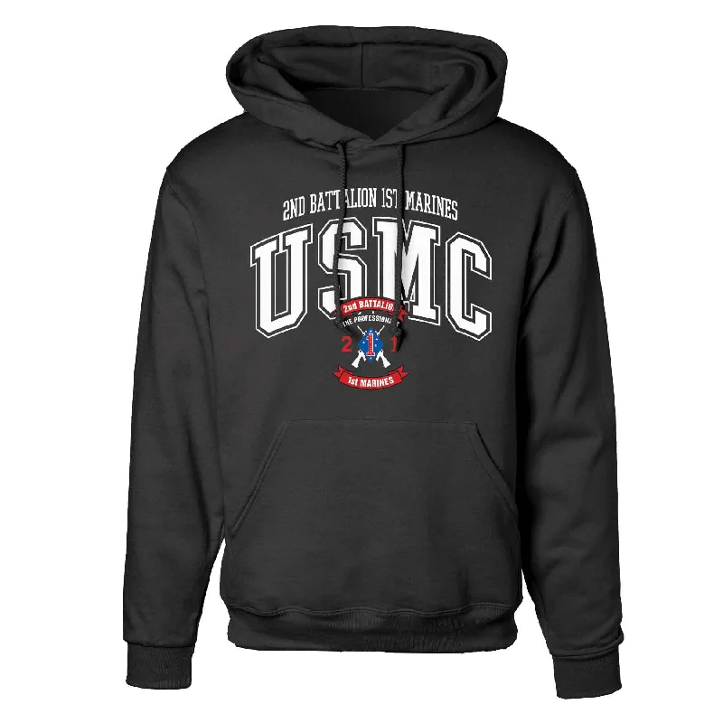 2nd Battalion 1st Marines Arched Hoodie Laid