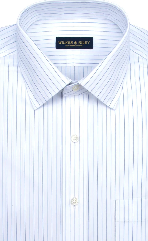 Slim Fit Alternating Stripe Spread Collar Supima® Cotton Non-Iron Pinpoint Oxford Dress Shirt Laid