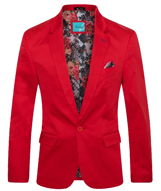 Men's Cotton-Stretch Fashion Blazer Red 9010 Tailored