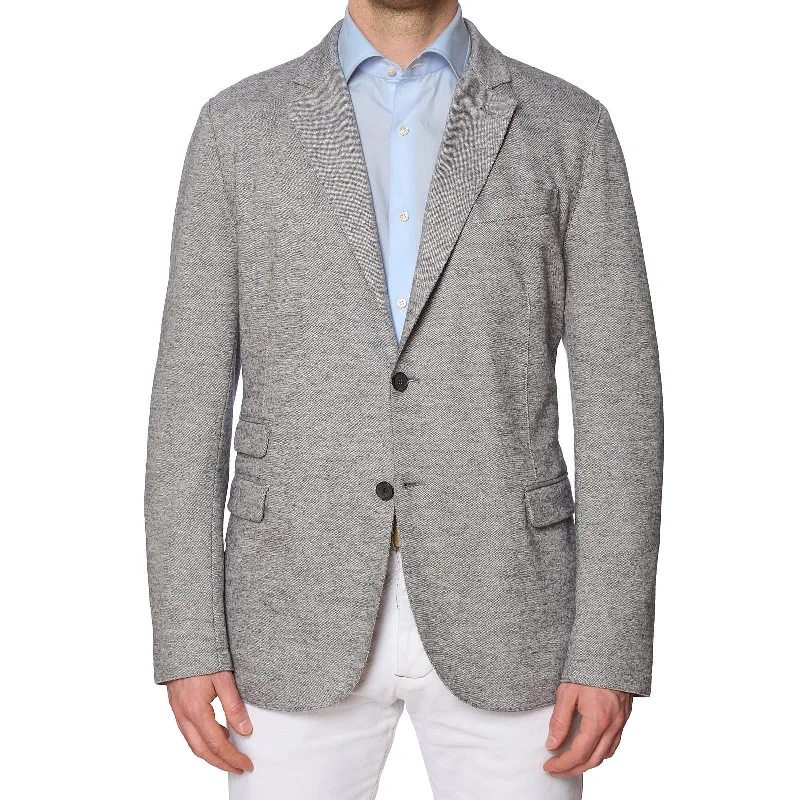 ELEVENTY Heather Gray Wool-Cotton Jacket with Elbow Patch EU 56 NEW US 46 Minimalist Men's Casual 