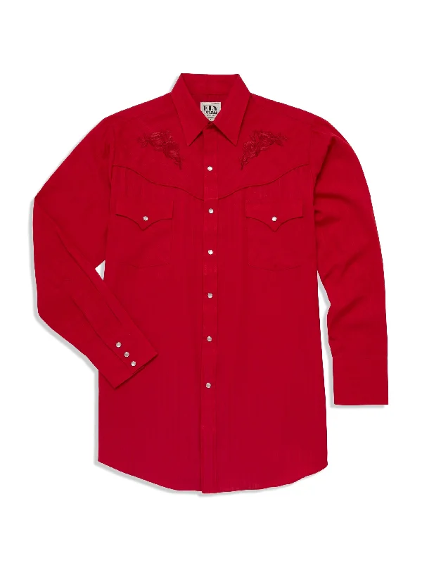 Men's Red Western Shirt w/ Embroidery Sophisticated Men's 